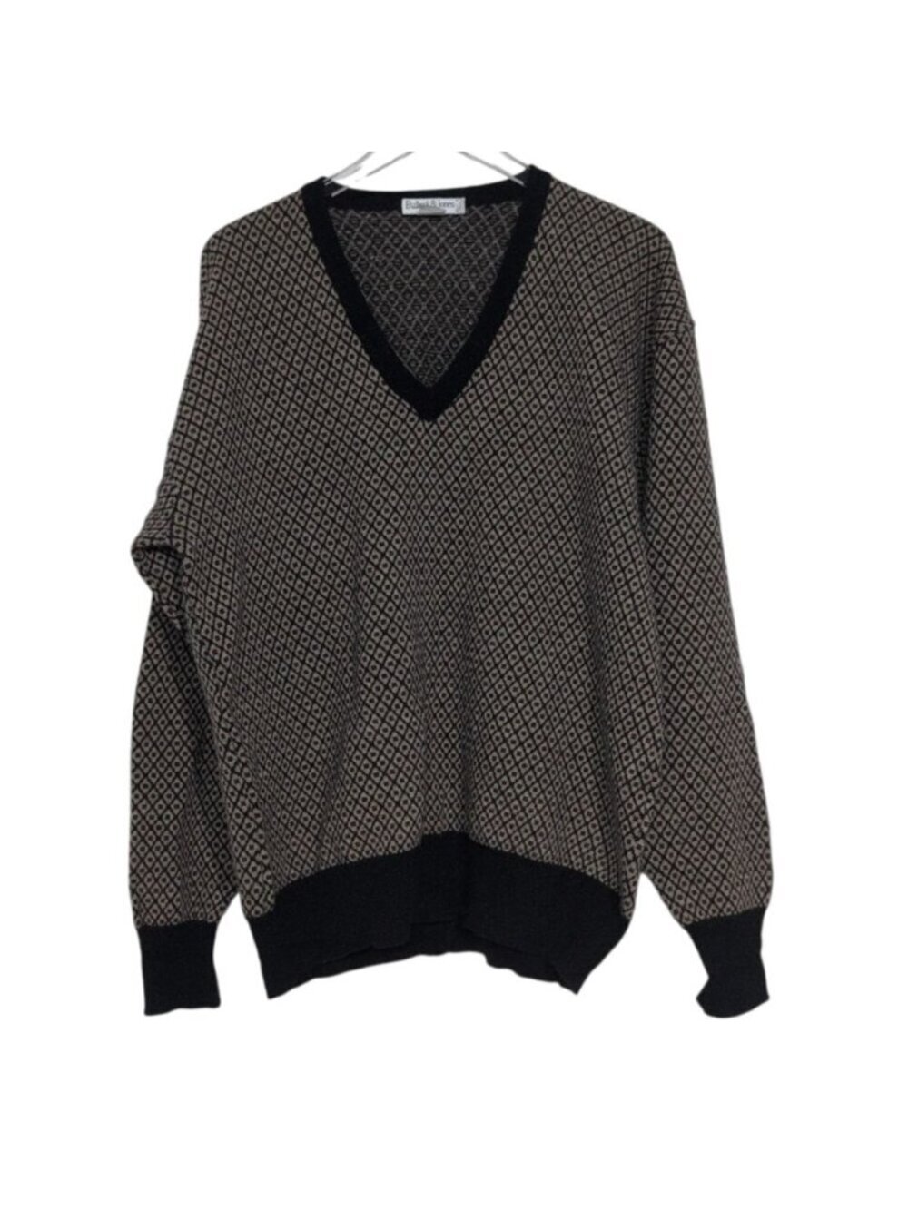 Bullock & Jones Wool Angora Sweater Mens Size Large Geometric Italy V Neck